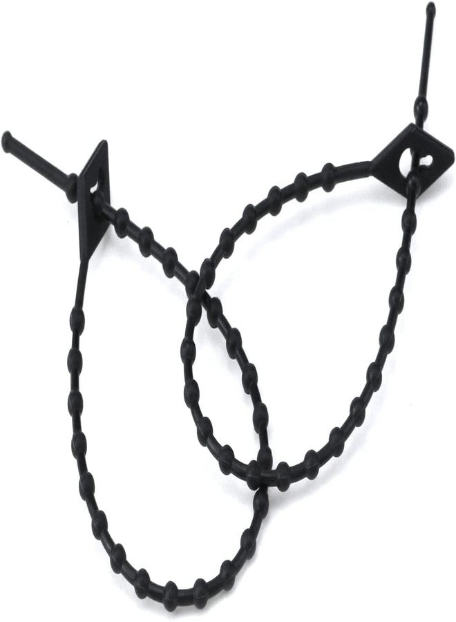 MJ Talk Tools® Reusable Flexible and Easy Delock Beaded Relesable Cable Ties Black Cable Ties 100 Pack - Image 2